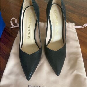 Stuart Weitzman Black Pointed Toe Heels